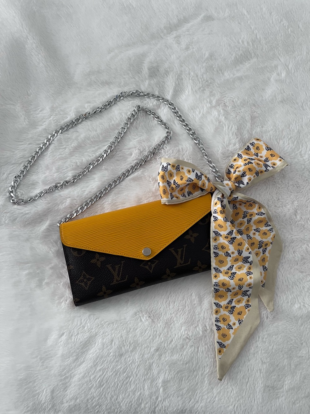 Louis Vuitton Monogram Long Wallet, Silver Hardware, Yellow Epi Leather